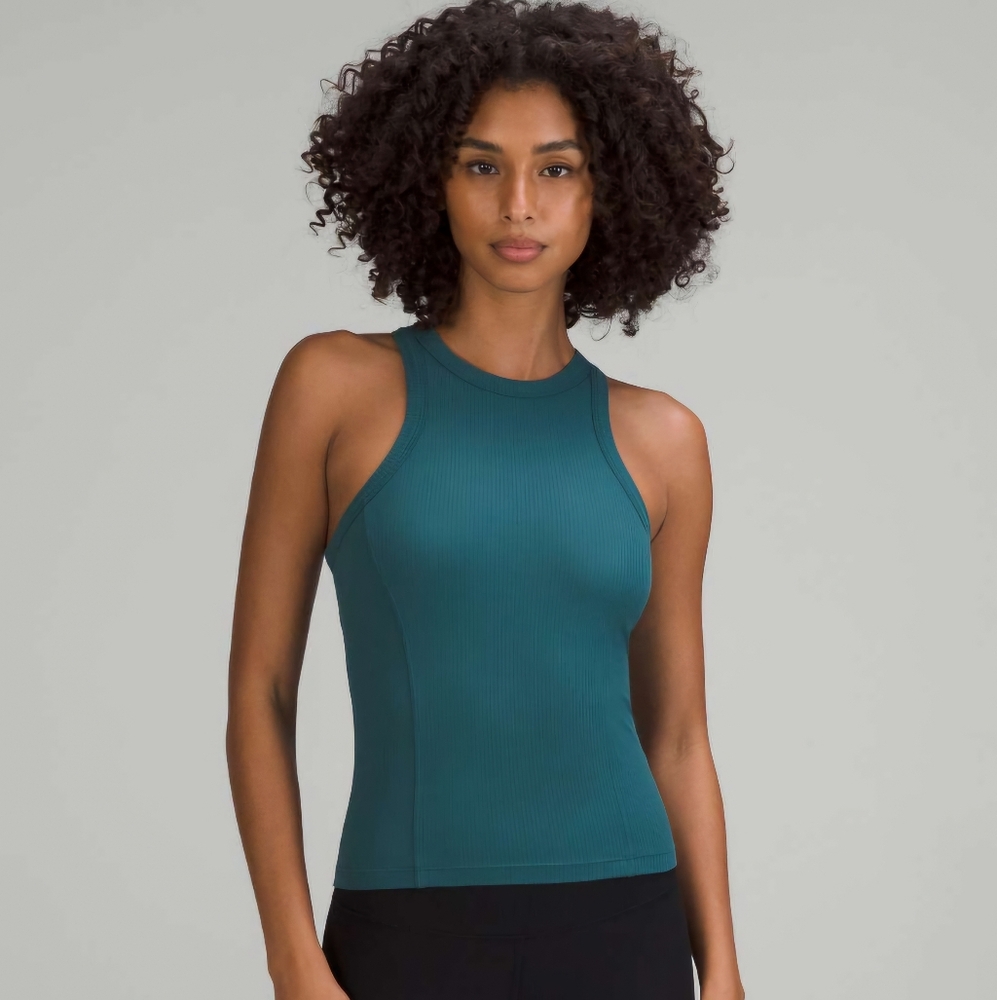 Lululemon Ribbed Nulu Racerback Yoga Tank, Green Jasper, size 8, NWT